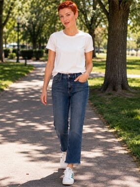 Free People Crop Flare Jeans Women’s 28 Raw Hem Mid Rise Stretch Denim Boho